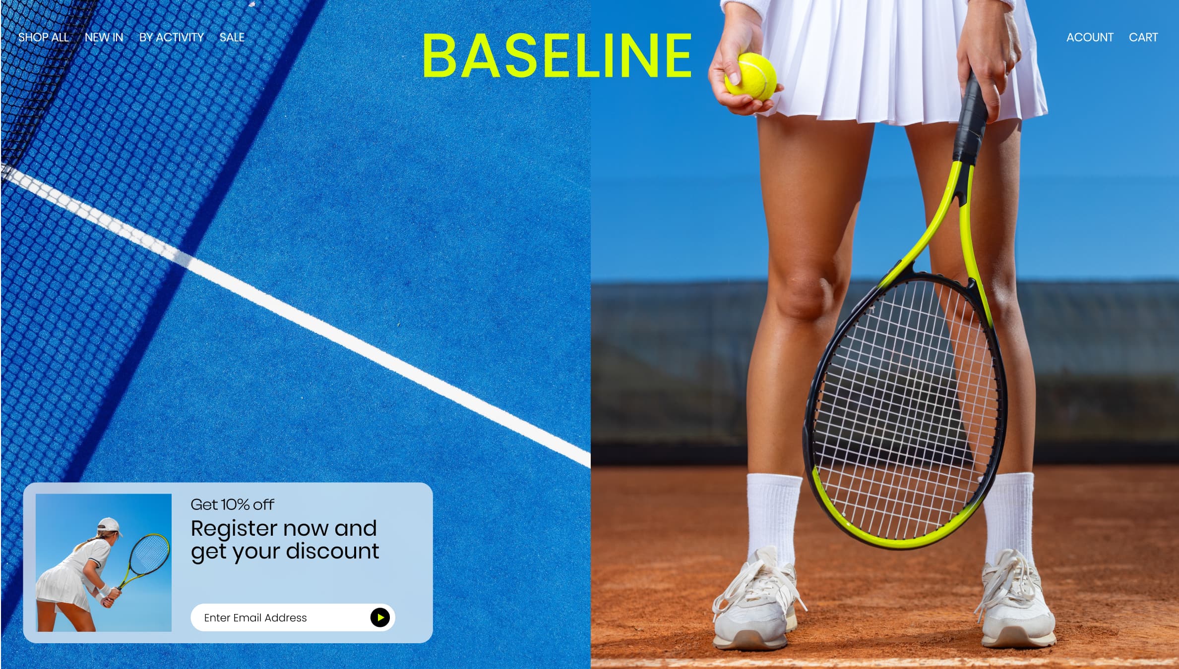 Tennis landing page concept